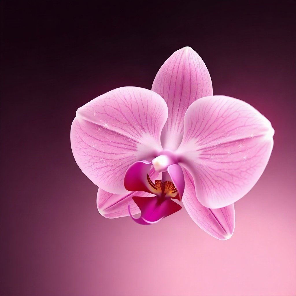 Pink PFPs — orchid flower, dreamy digital painting, subtle sparkle