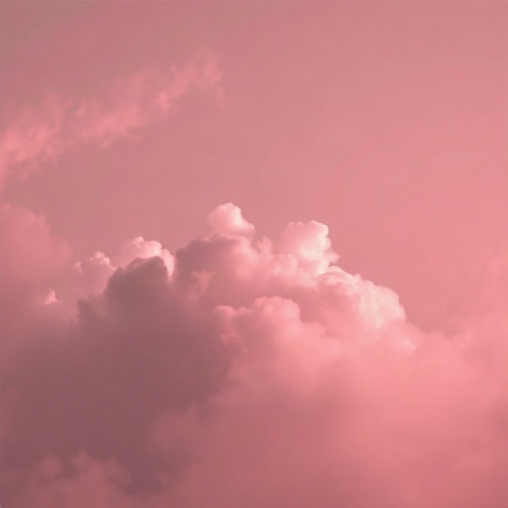 Pink PFPs — heart-shaped clouds, cinematic photo style, misty atmosphere