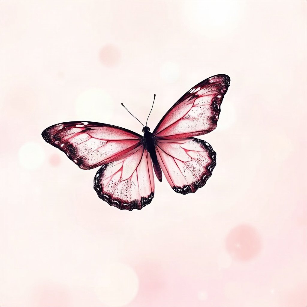 Pink PFPs — butterfly, cinematic photo style, subtle sparkle
