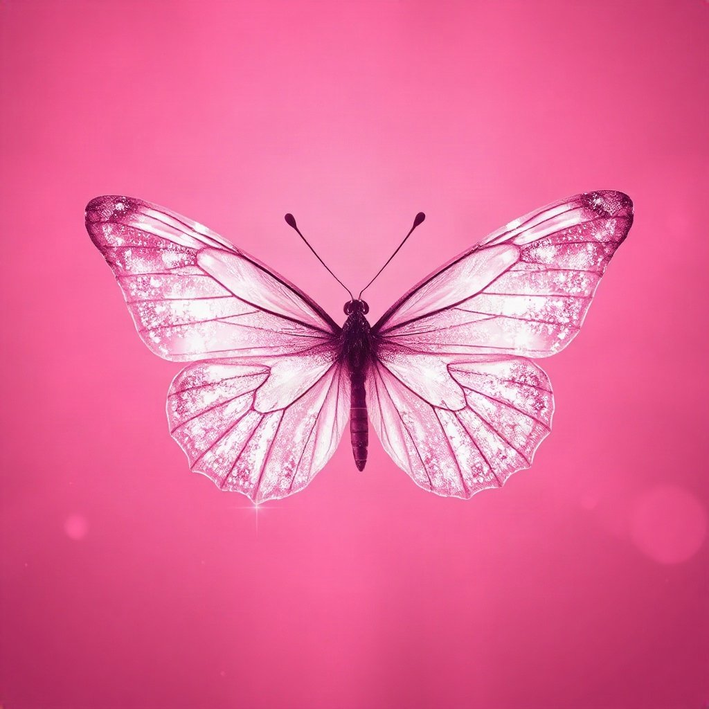 Pink PFPs — butterfly, cinematic photo style, subtle sparkle