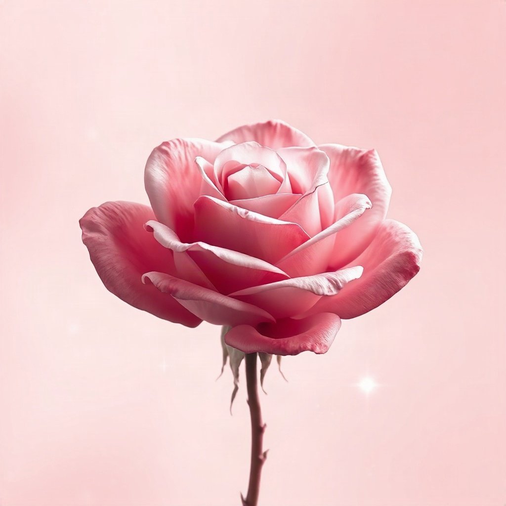 Pink PFPs — rose in bloom, dreamy digital painting, subtle sparkle