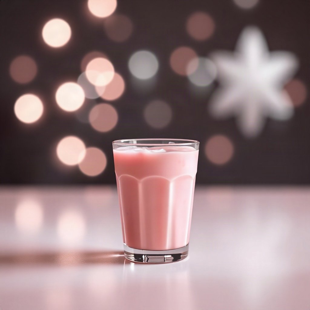 Pink PFPs — strawberry milk glass, soft 3d render, gentle bokeh
