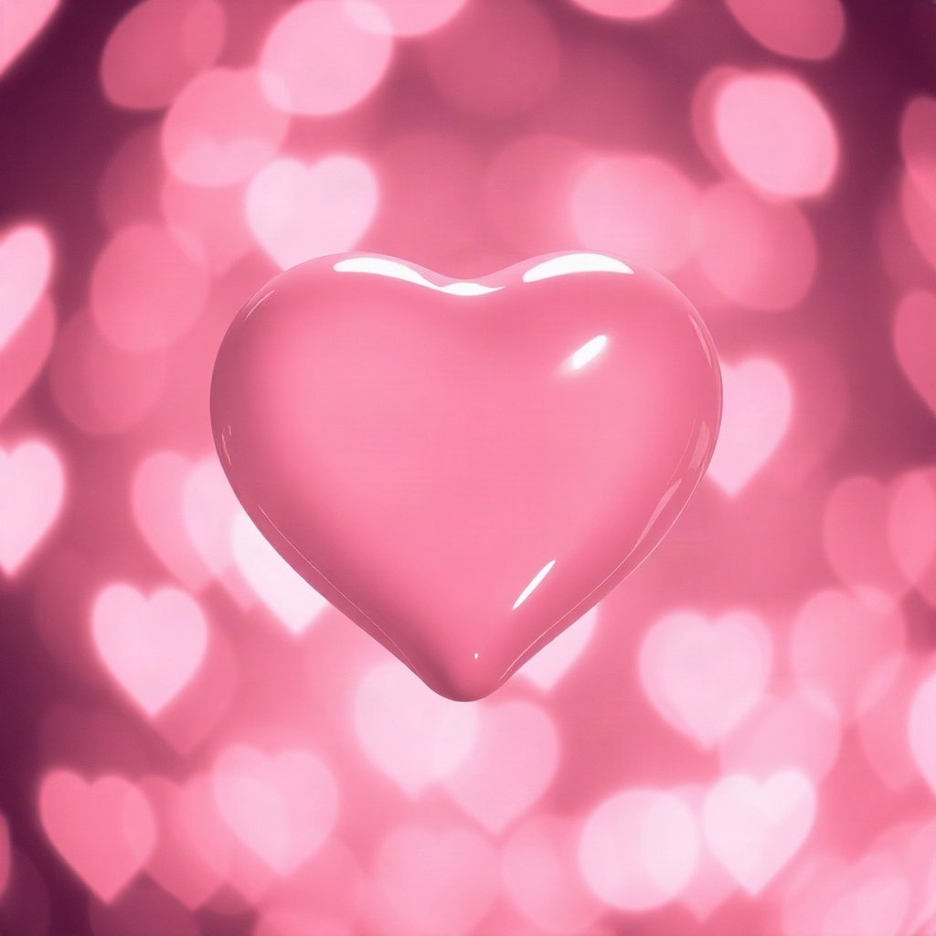 Pink PFPs — glossy heart, cinematic photo style, gentle bokeh