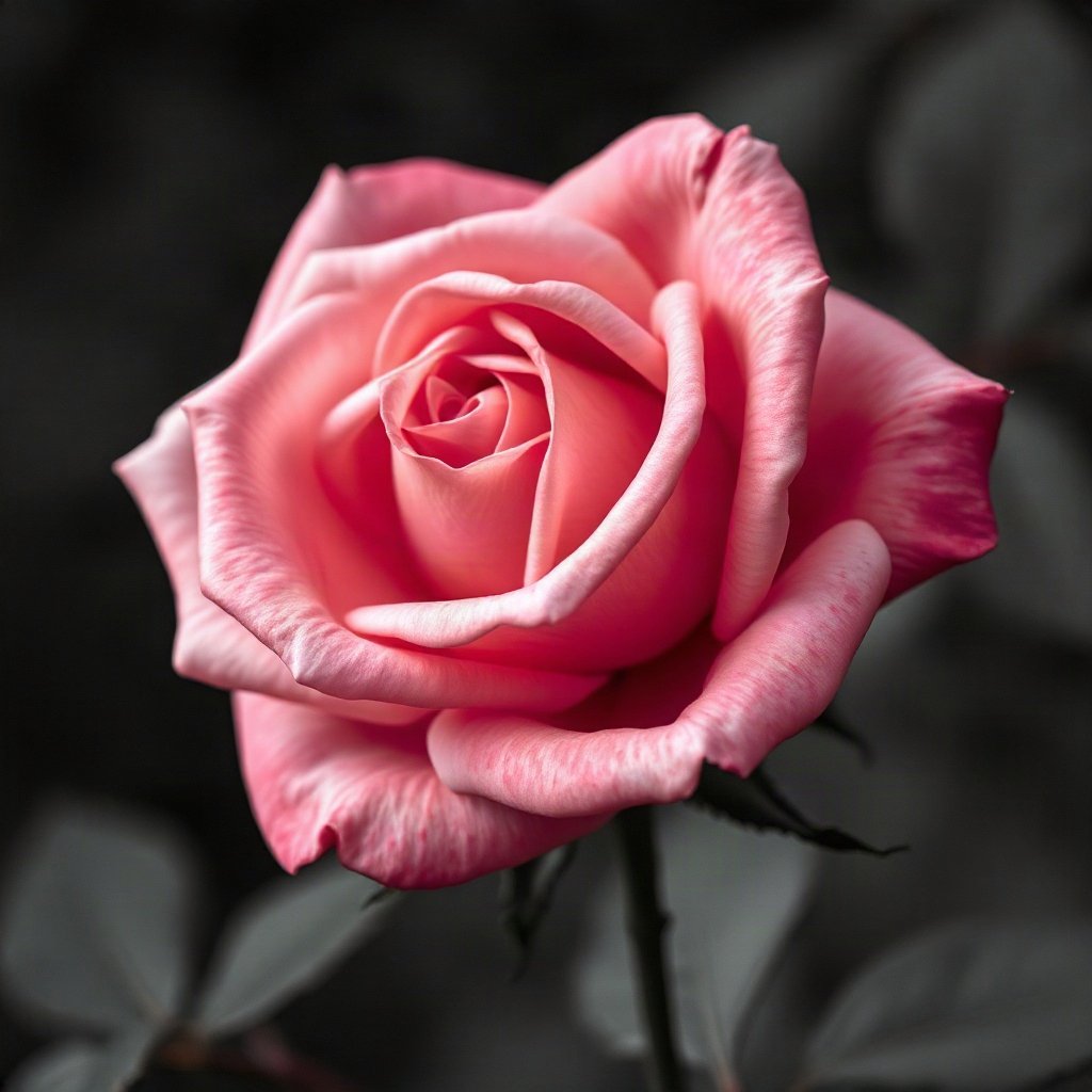 Pink PFPs — rose in bloom, cinematic photo style, subtle sparkle