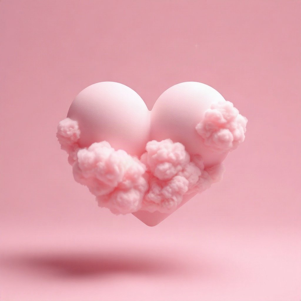 Pink PFPs — heart-shaped clouds, soft 3d render, subtle sparkle