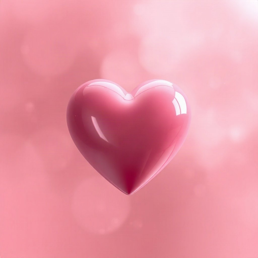 Pink PFPs — glossy heart, dreamy digital painting, misty atmosphere