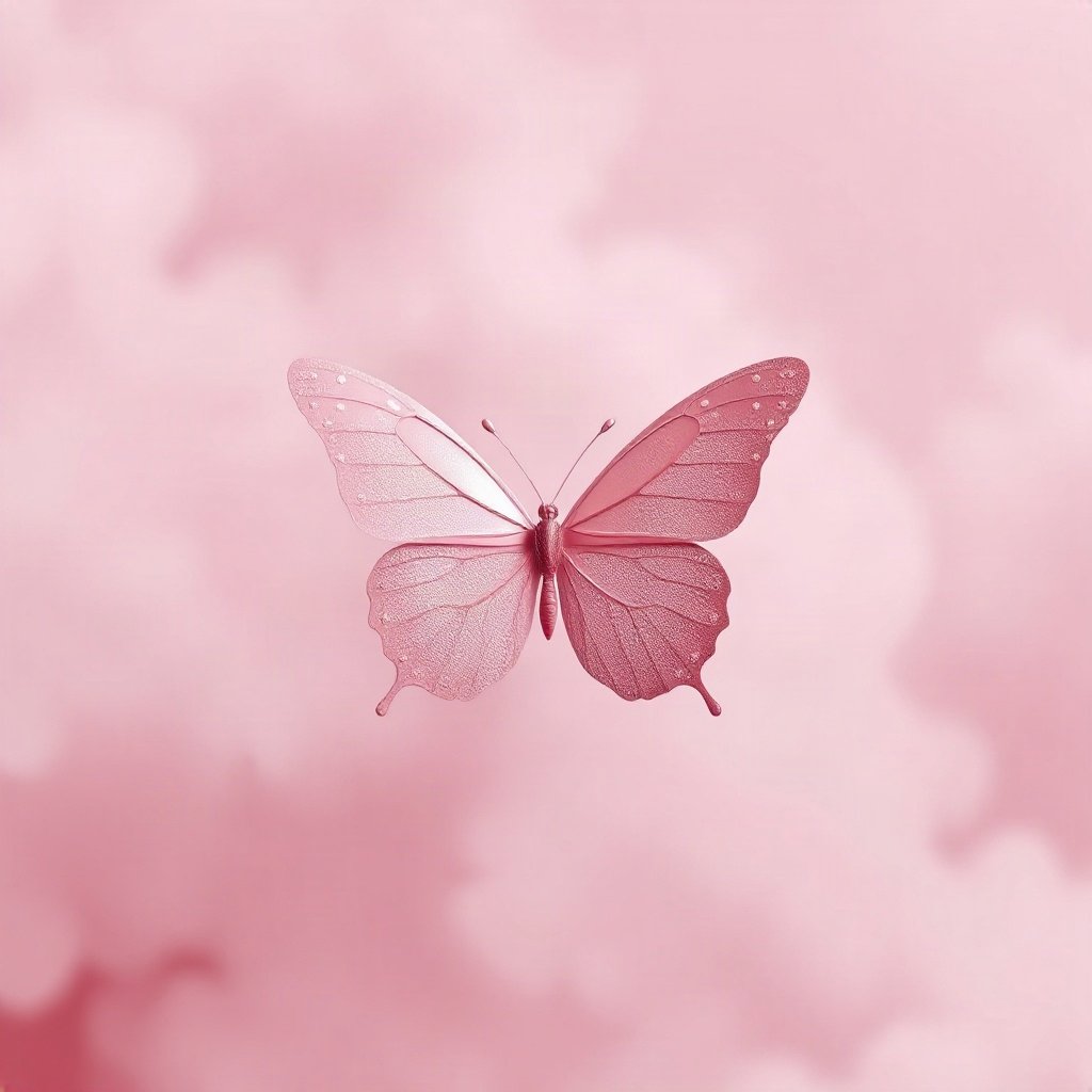 Pink PFPs — butterfly, soft 3d render, misty atmosphere