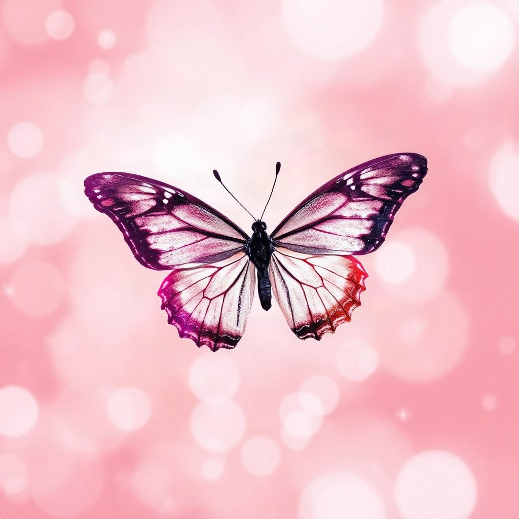 Pink PFPs — butterfly, dreamy digital painting, gentle bokeh