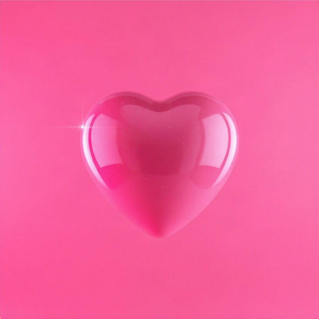 Pink PFPs — glossy heart, cinematic photo style, subtle sparkle