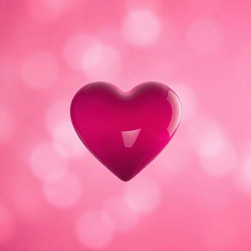 Pink PFPs — glossy heart, cinematic photo style, gentle bokeh