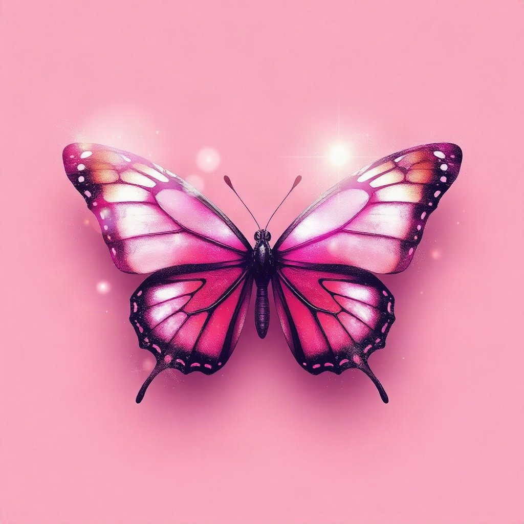 Pink PFPs — butterfly, dreamy digital painting, subtle sparkle