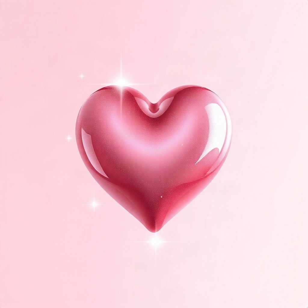 Pink PFPs — glossy heart, dreamy digital painting, subtle sparkle
