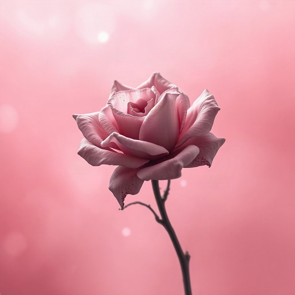 Pink PFPs — rose in bloom, dreamy digital painting, misty atmosphere