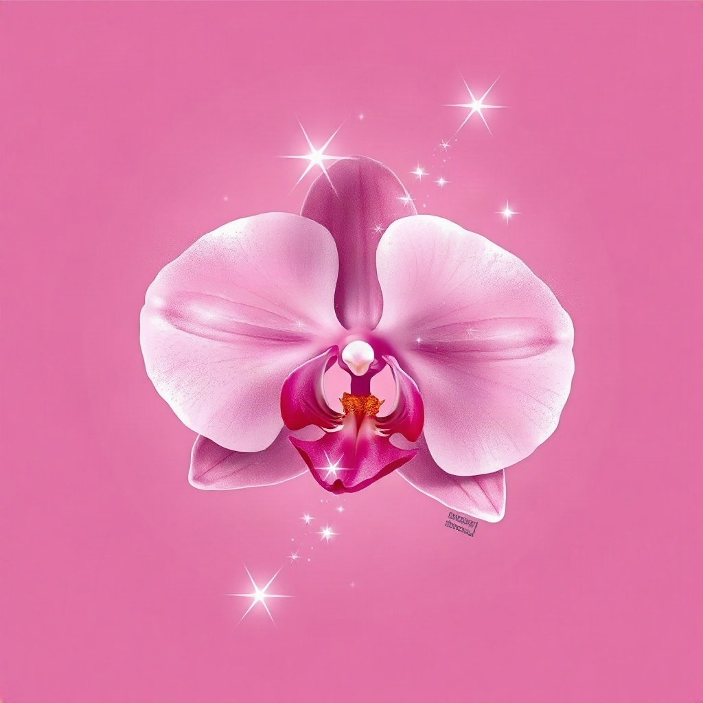 Pink PFPs — orchid flower, dreamy digital painting, subtle sparkle