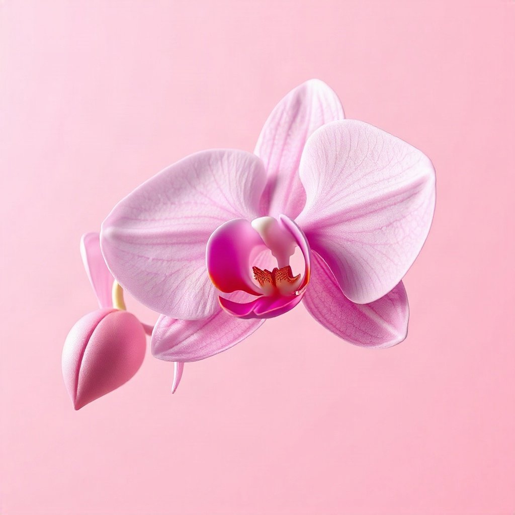 Pink PFPs — orchid flower, soft 3d render, subtle sparkle