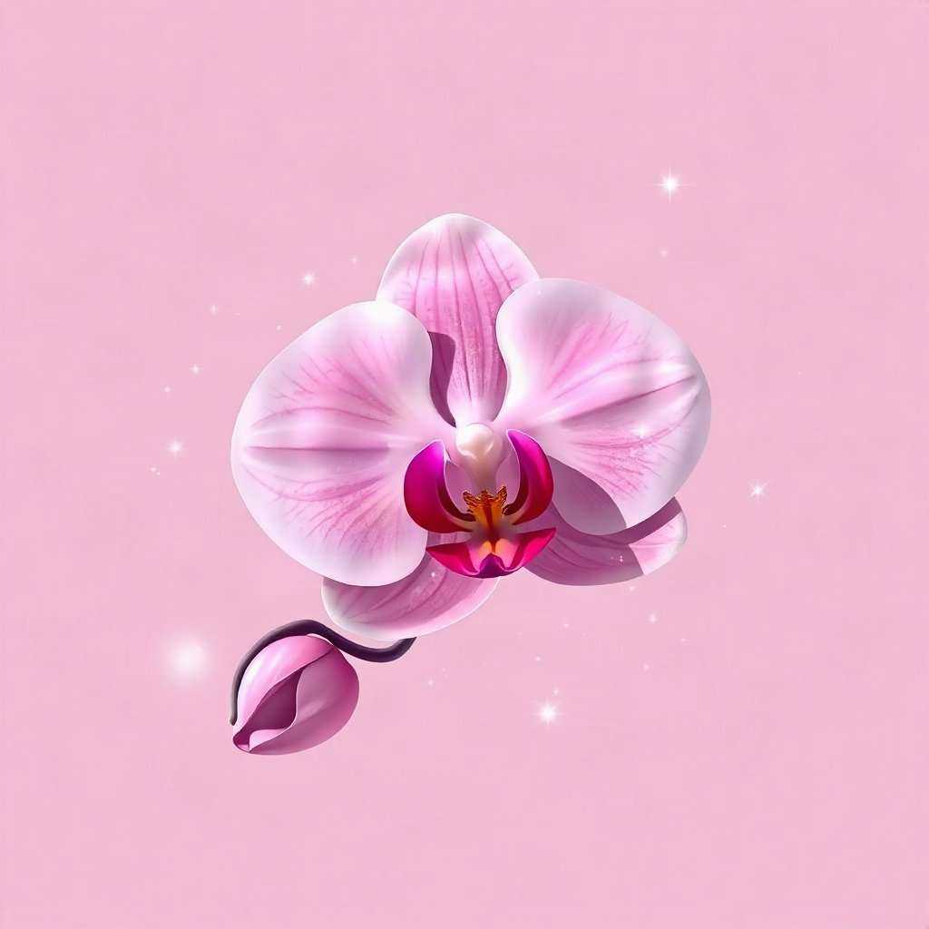 Pink PFPs — orchid flower, dreamy digital painting, subtle sparkle
