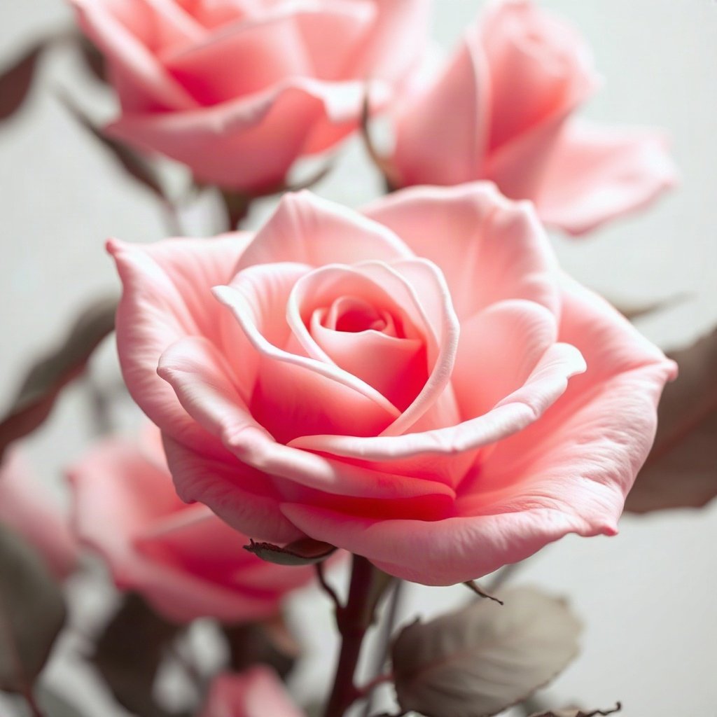 Pink PFPs — rose in bloom, soft 3d render, subtle sparkle
