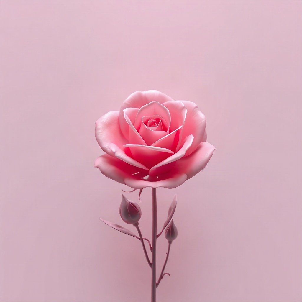 Pink PFPs — rose in bloom, soft 3d render, soft glow