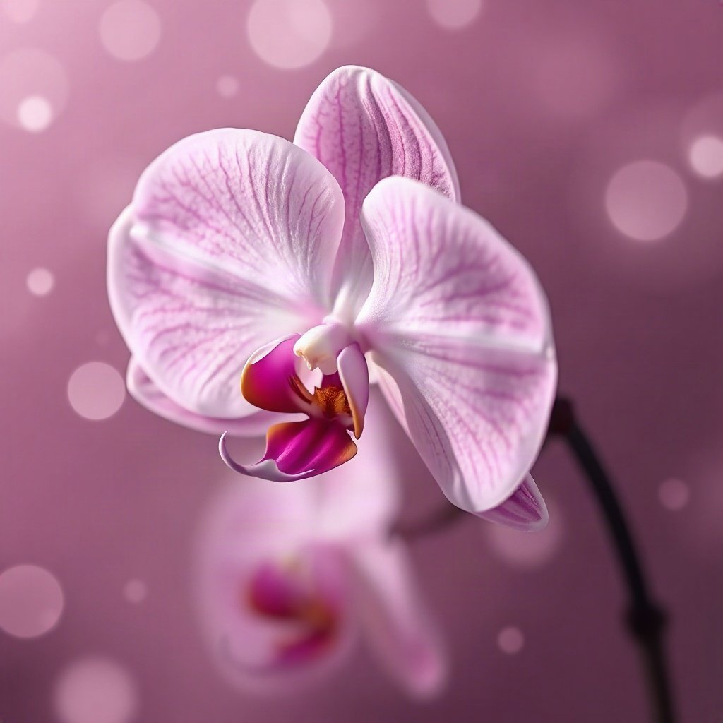 Pink PFPs — orchid flower, dreamy digital painting, gentle bokeh