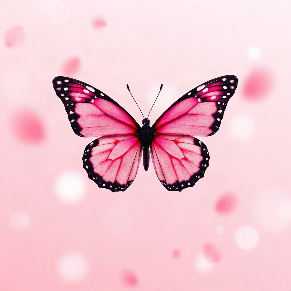 Pink PFPs — butterfly, soft 3d render, gentle bokeh
