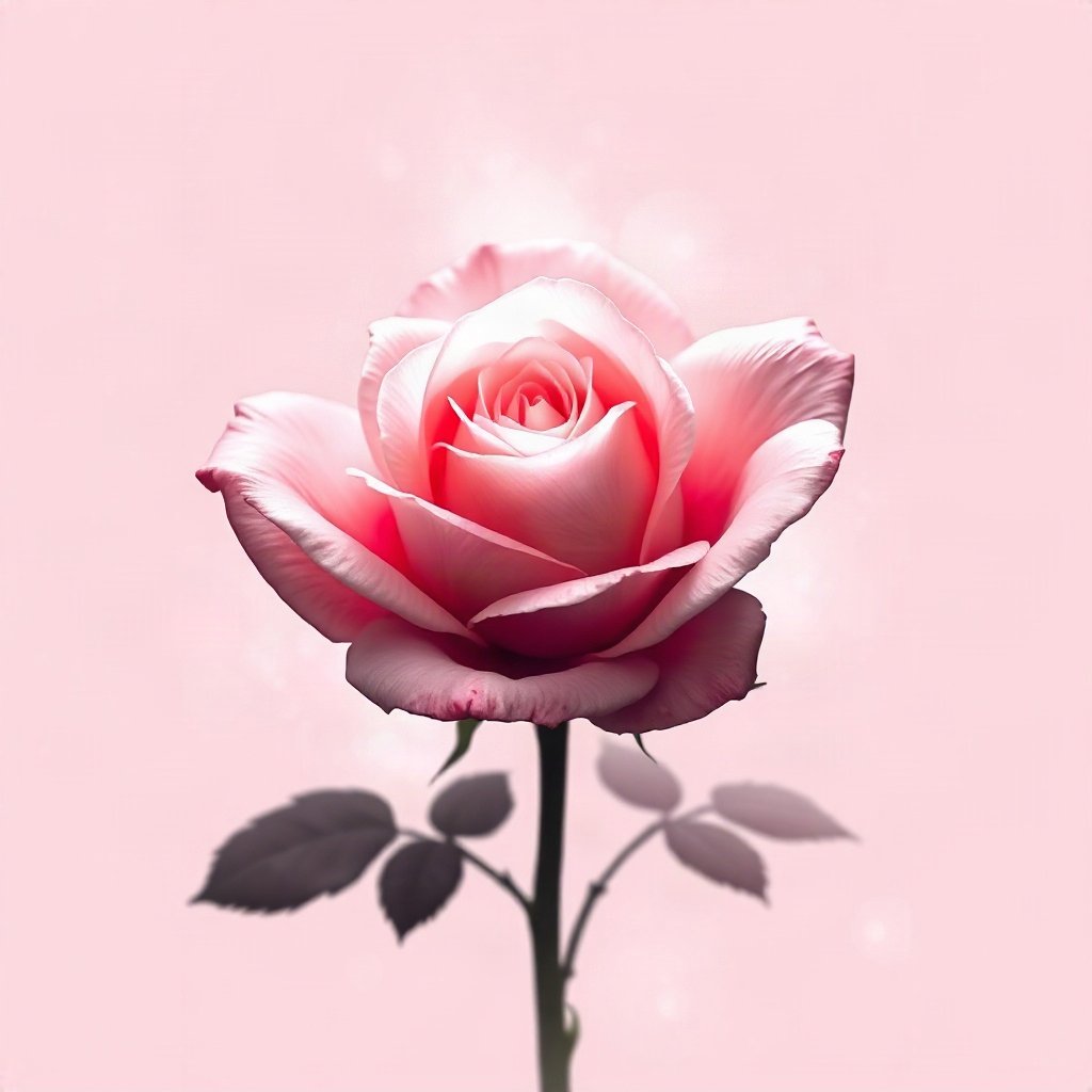 Pink PFPs — rose in bloom, dreamy digital painting, soft glow