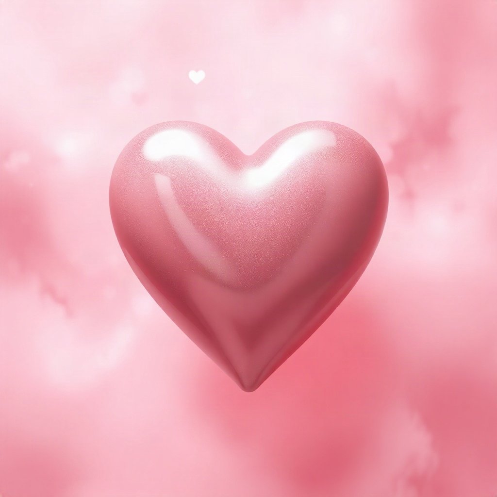 Pink PFPs — glossy heart, dreamy digital painting, misty atmosphere