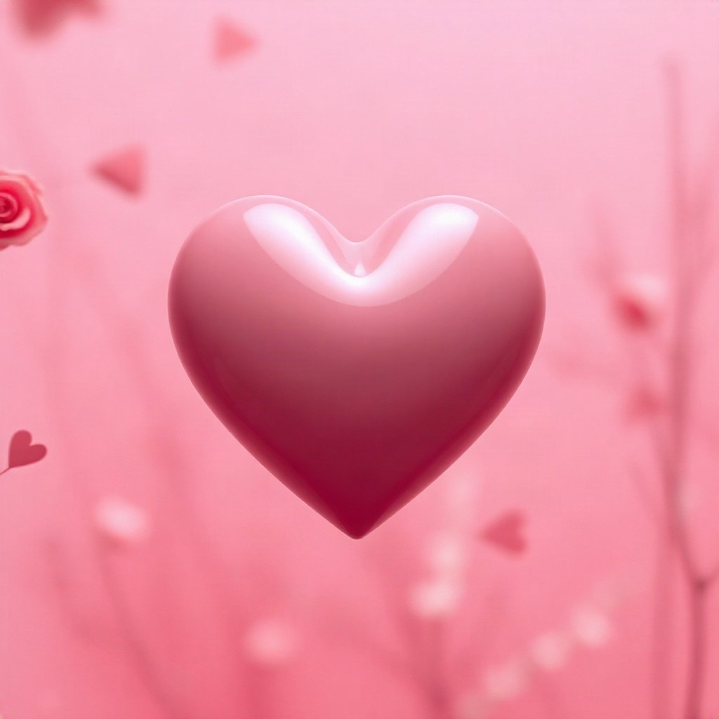 Pink PFPs — glossy heart, cinematic photo style, misty atmosphere