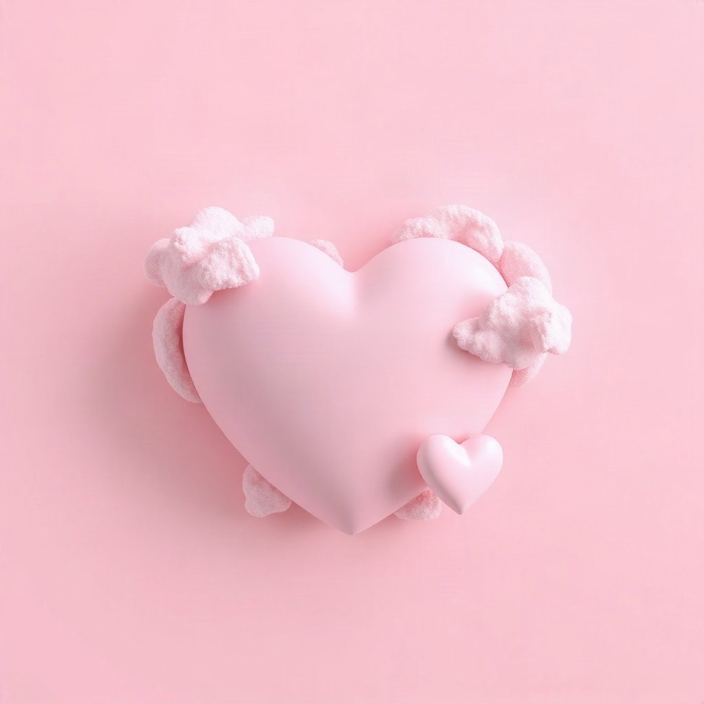 Pink PFPs — heart-shaped clouds, soft 3d render, subtle sparkle