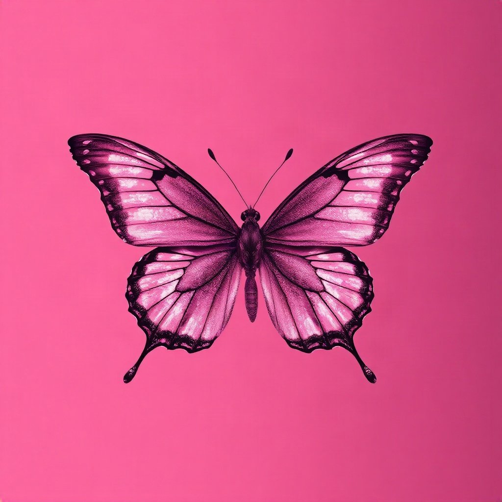 Pink PFPs — butterfly, cinematic photo style, subtle sparkle