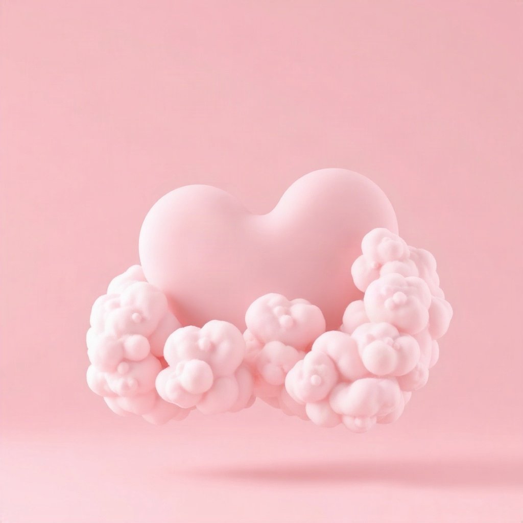 Pink PFPs — heart-shaped clouds, soft 3d render, subtle sparkle
