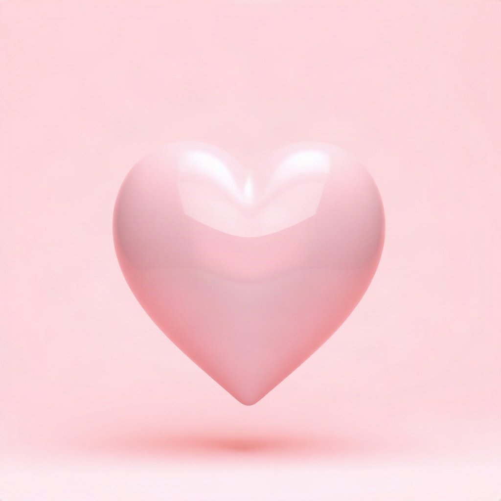 Pink PFPs — glossy heart, soft 3d render, misty atmosphere
