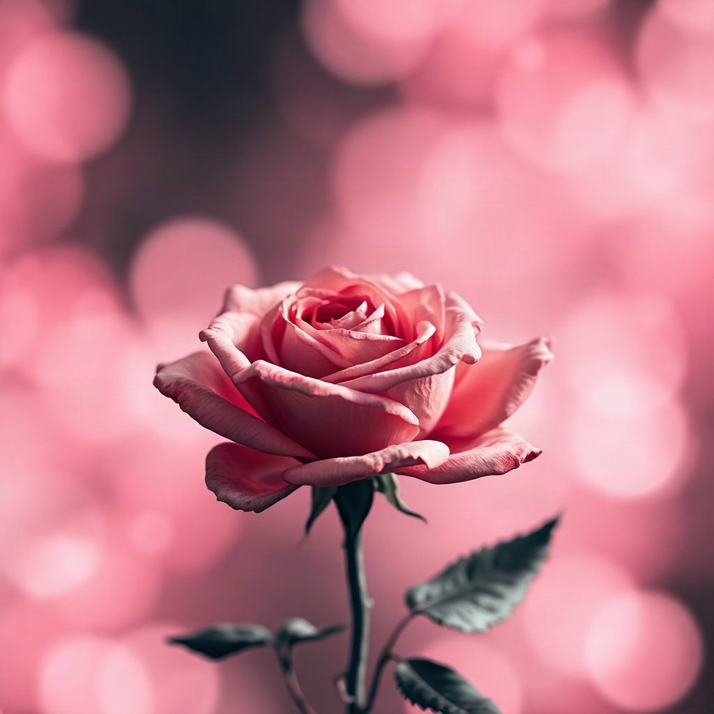 Pink PFPs — rose in bloom, dreamy digital painting, gentle bokeh