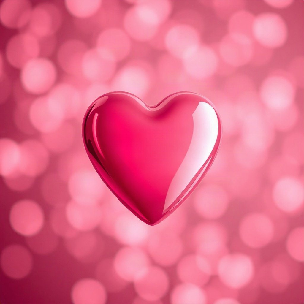Pink PFPs — glossy heart, cinematic photo style, gentle bokeh