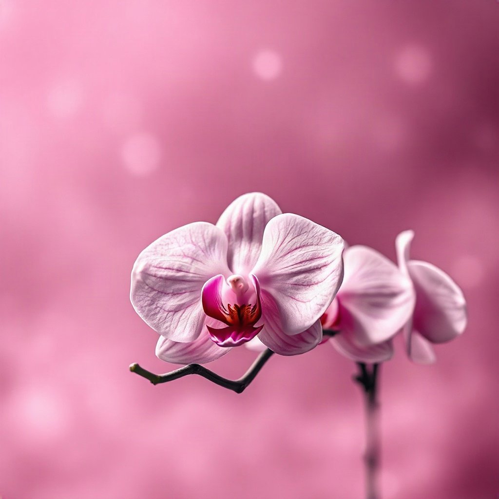 Pink PFPs — orchid flower, cinematic photo style, misty atmosphere