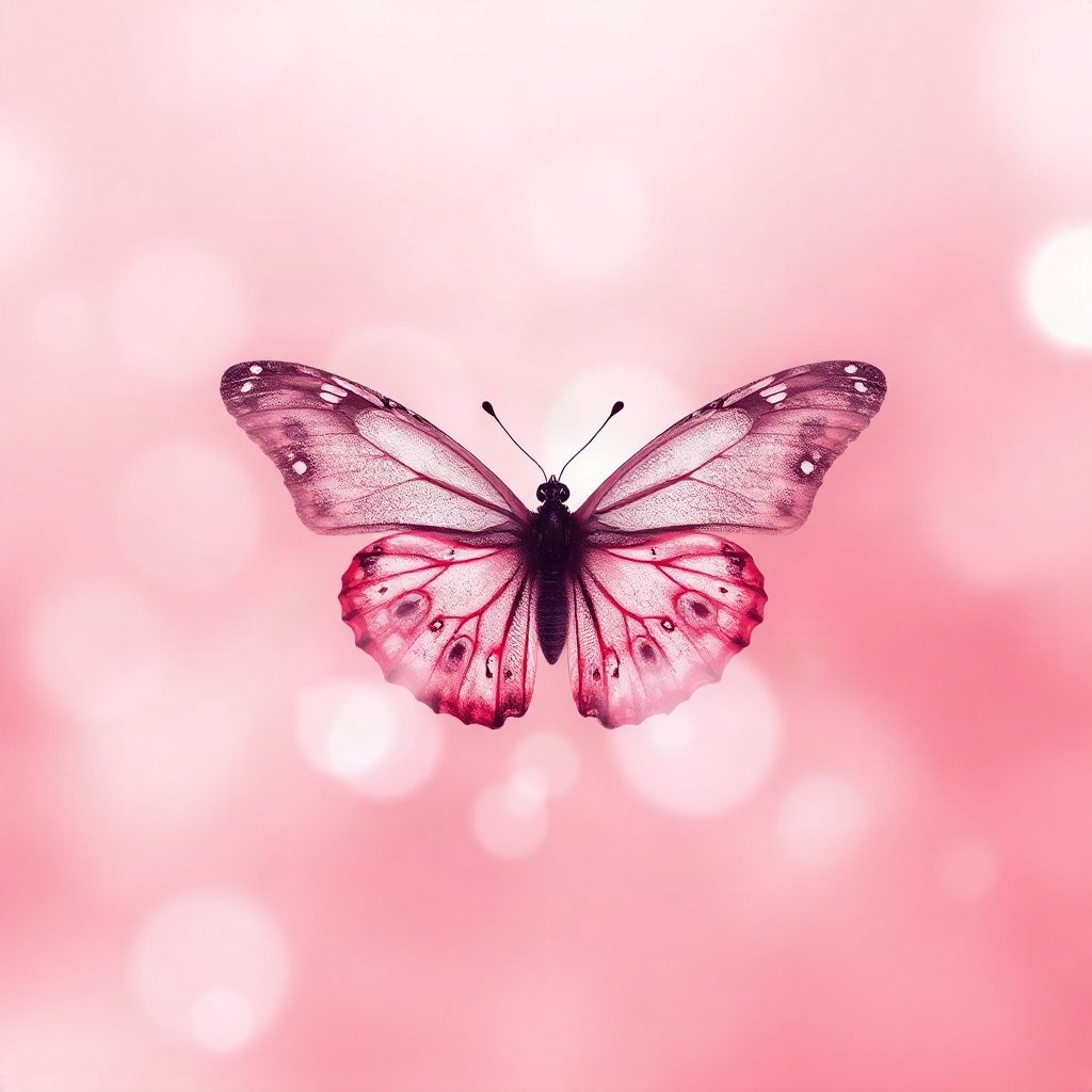 Pink PFPs — butterfly, dreamy digital painting, gentle bokeh