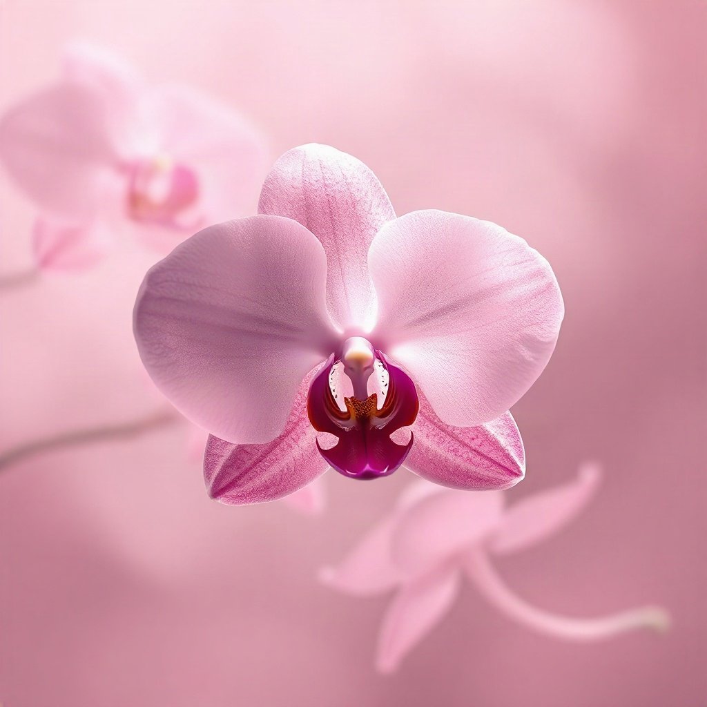 Pink PFPs — orchid flower, dreamy digital painting, misty atmosphere