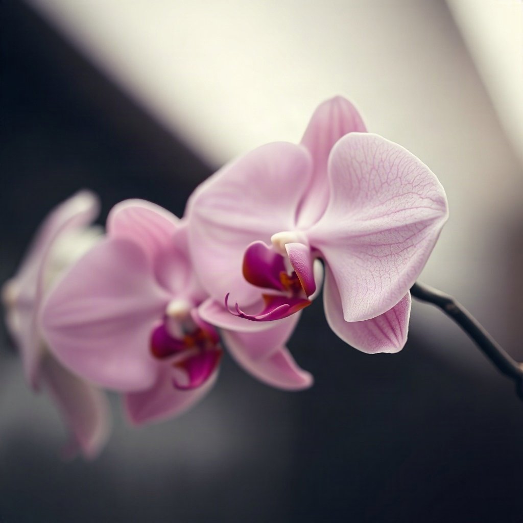 Pink PFPs — orchid flower, cinematic photo style, gentle bokeh