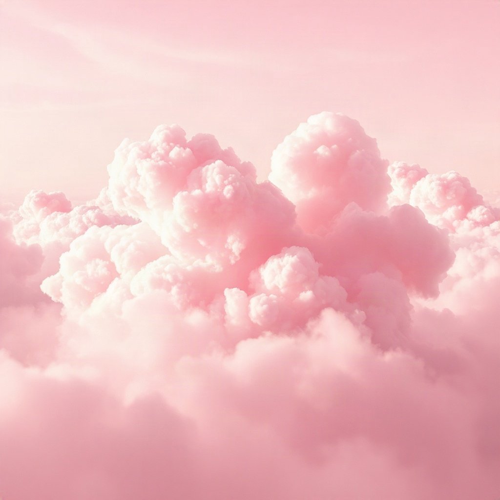 Pink PFPs — heart-shaped clouds, cinematic photo style, subtle sparkle