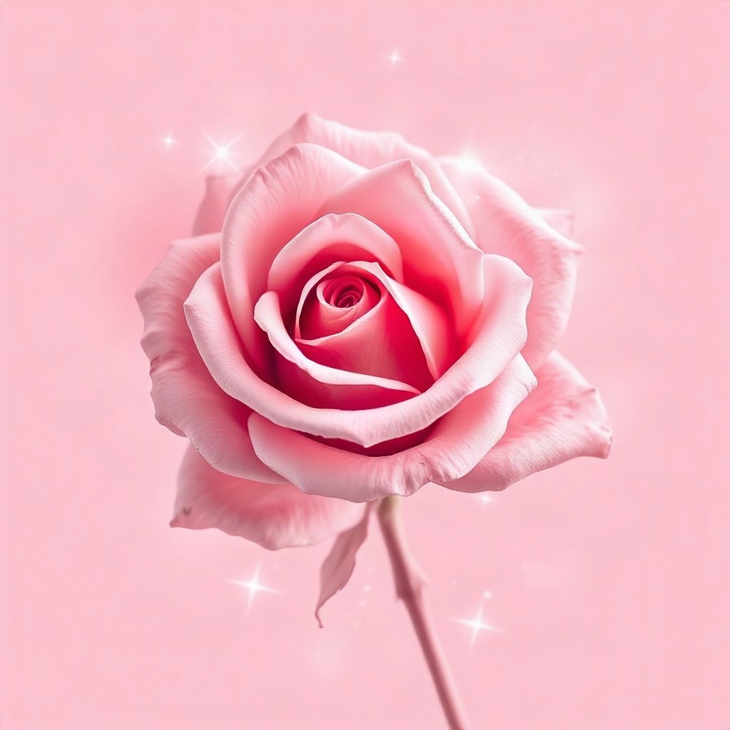 Pink PFPs — rose in bloom, dreamy digital painting, subtle sparkle