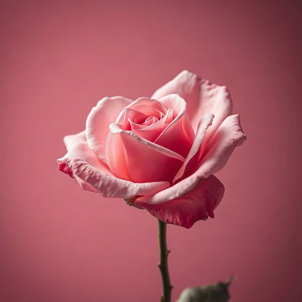 Pink PFPs — rose in bloom, cinematic photo style, subtle sparkle