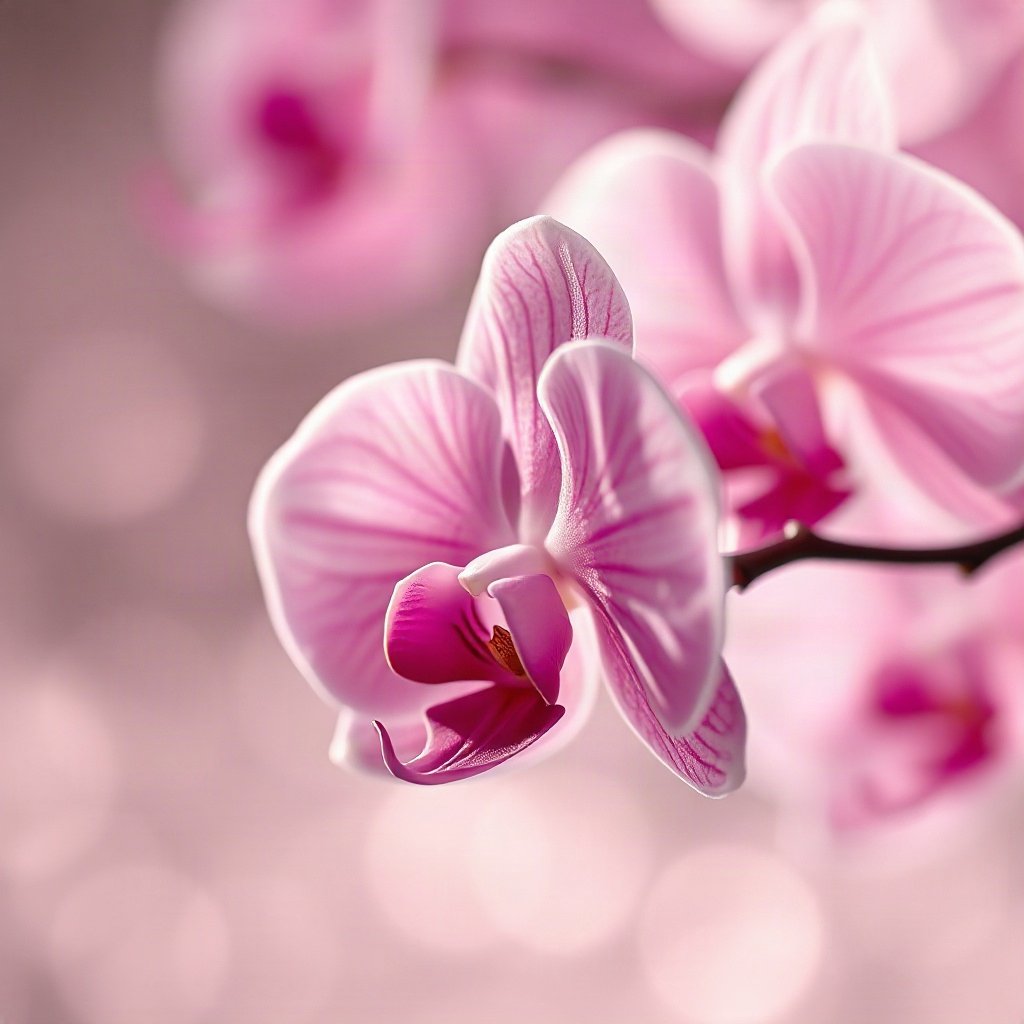 Pink PFPs — orchid flower, cinematic photo style, gentle bokeh