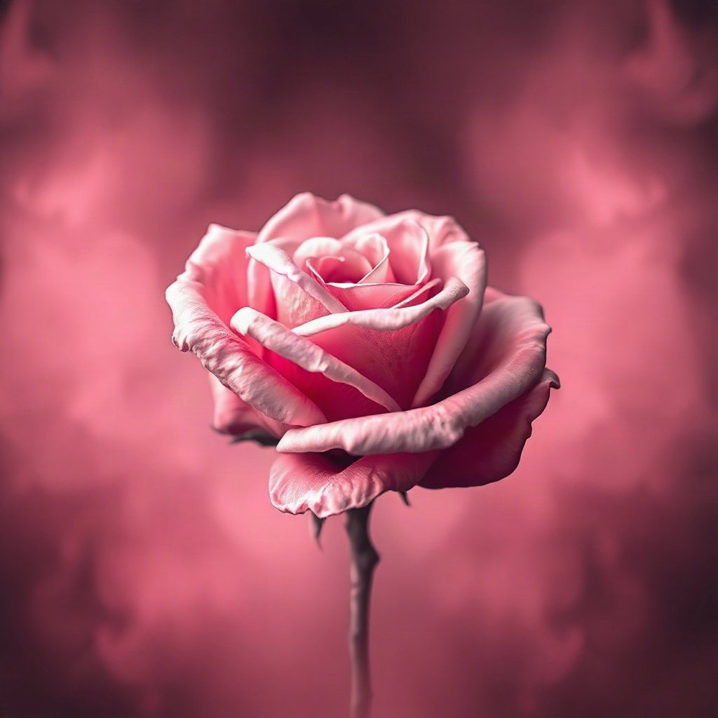 Pink PFPs — rose in bloom, dreamy digital painting, soft glow