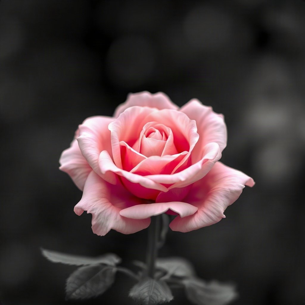 Pink PFPs — rose in bloom, cinematic photo style, subtle sparkle