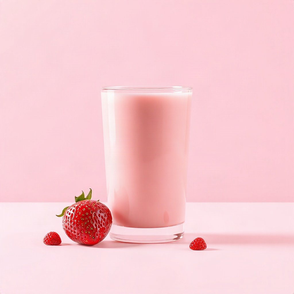 Pink PFPs — strawberry milk glass, soft 3d render, soft glow