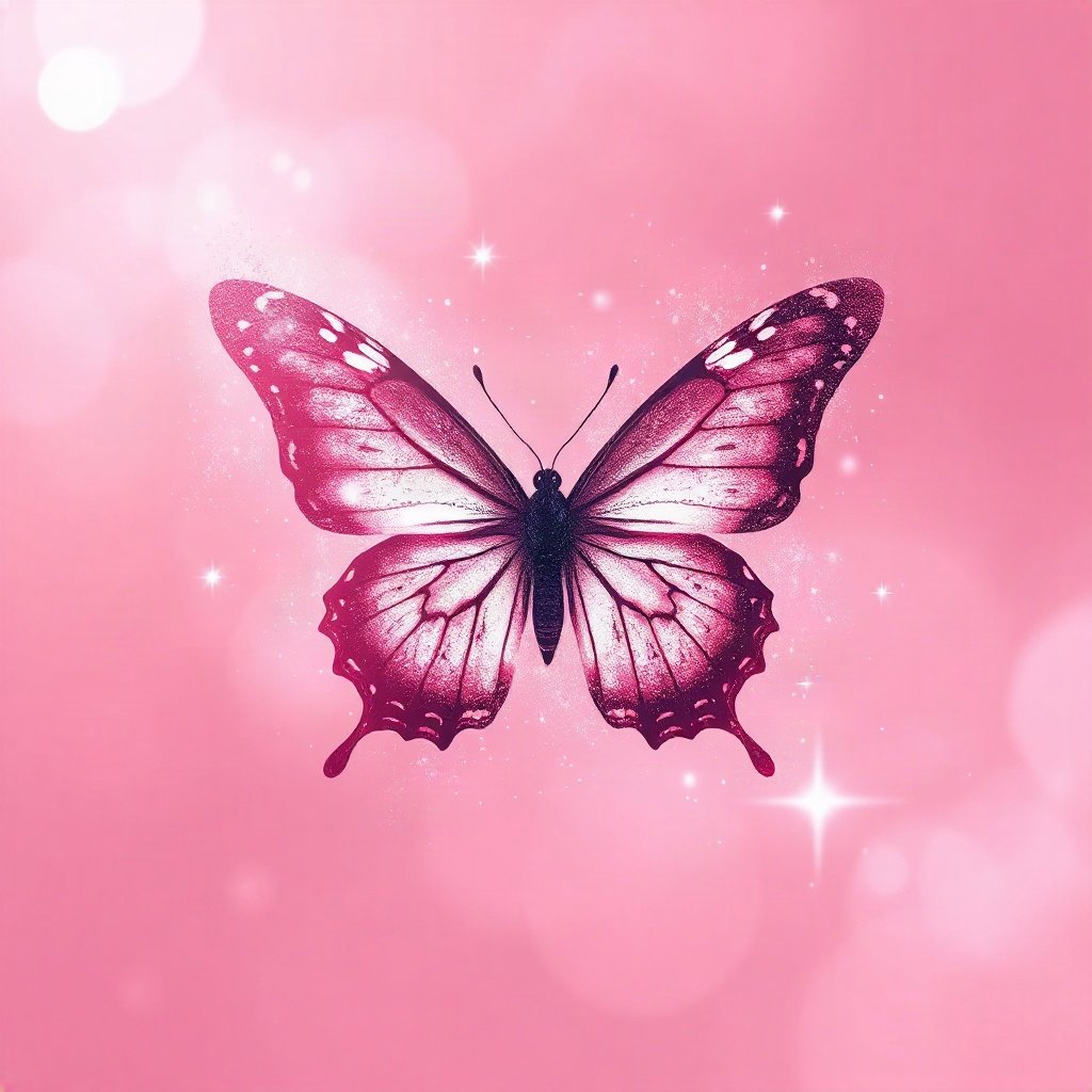 Pink PFPs — butterfly, dreamy digital painting, subtle sparkle