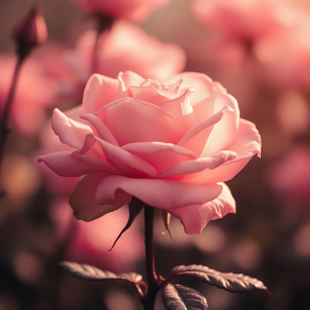 Pink PFPs — rose in bloom, cinematic photo style, soft glow
