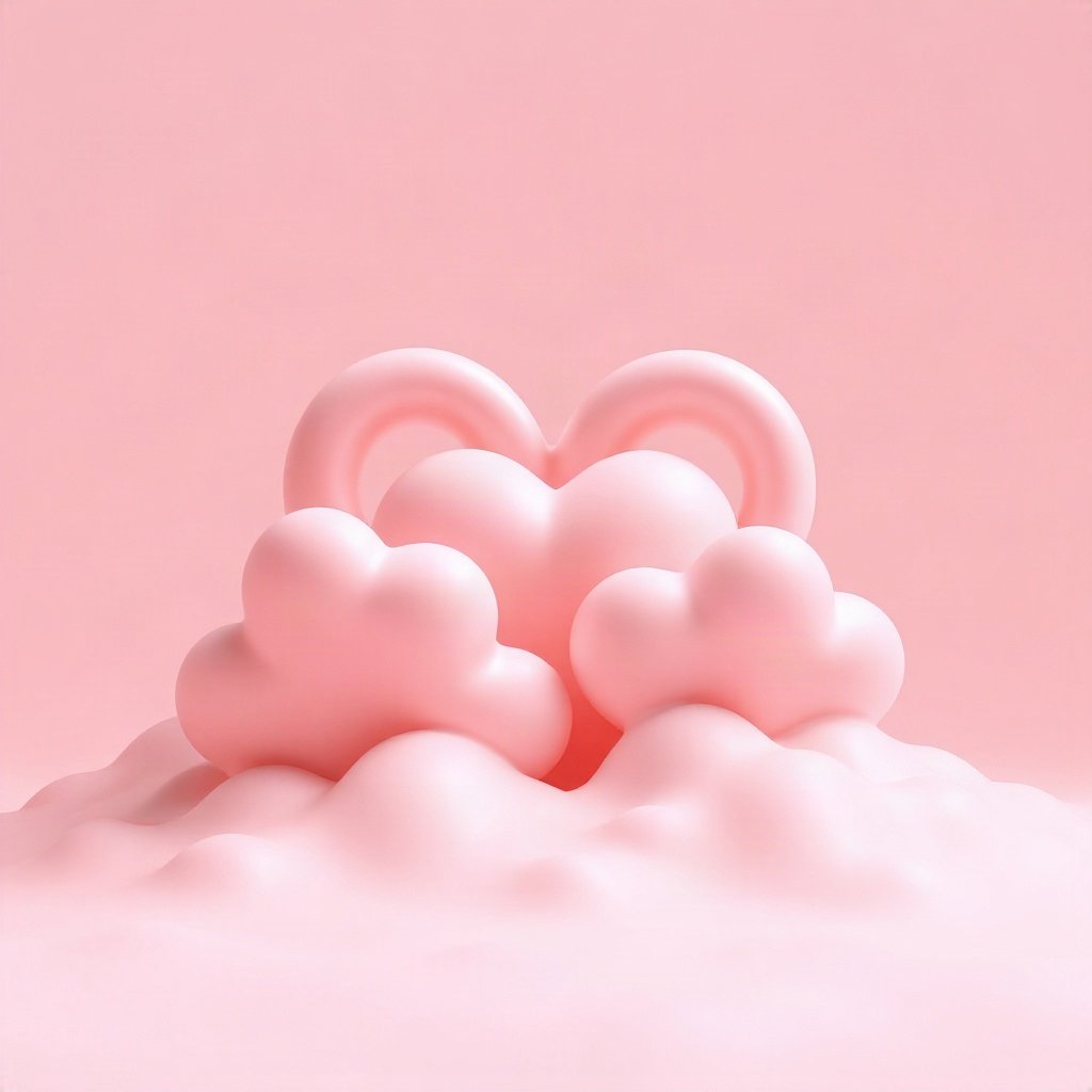 Pink PFPs — heart-shaped clouds, soft 3d render, subtle sparkle