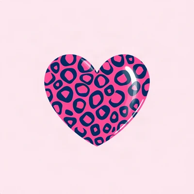 preppy pfp — pink leopard print heart, bright pink and navy, tiny stars scattered