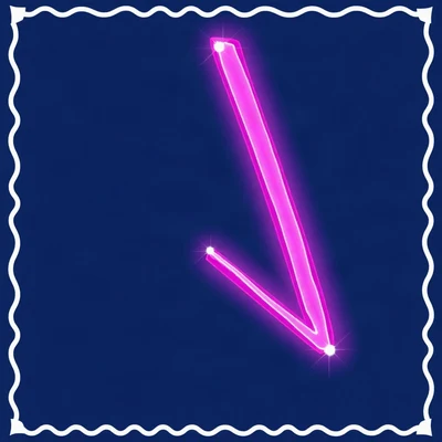 preppy pfp — glossy lightning bolt, bright pink and navy, wavy checker border hint