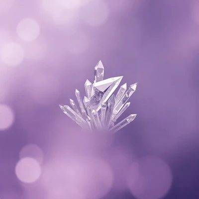 purple pfp — crystal cluster, dreamy digital painting, gentle bokeh
